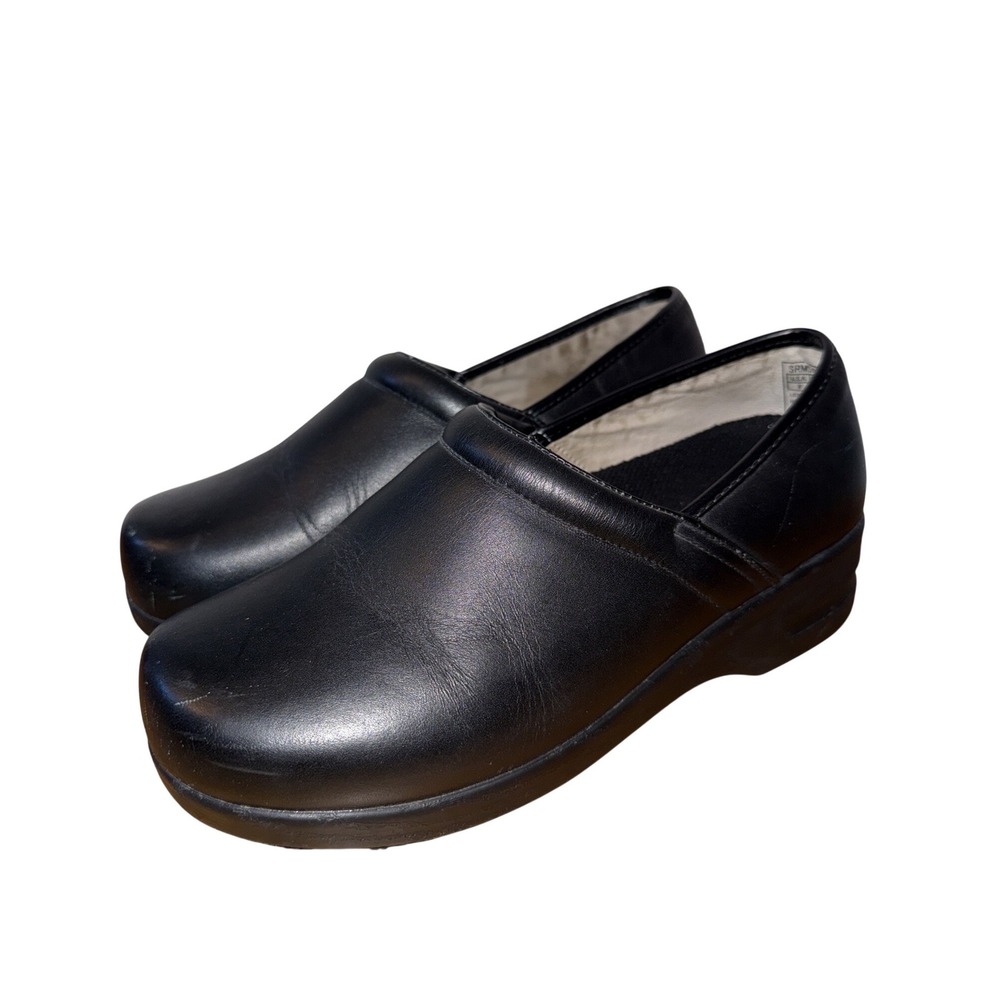 SR Max Geneva SRM340 Womens‎ Black Leather Slip Resistant Clogs Shoes Size 9